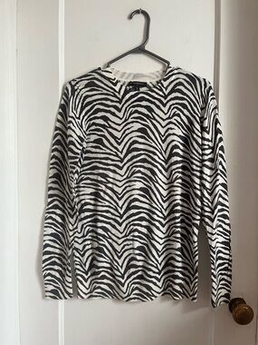 Banana Republic Zebra-Print Crewneck Sweater